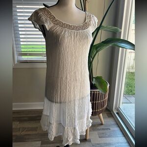 Green style dress white and gold